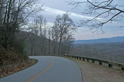 A corner of a road on the Blue Ridge Parkway.