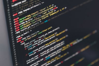 Monitor showing WordPress PHP programming.