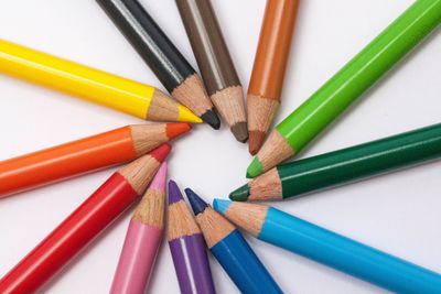 Colored pencils in a circle.