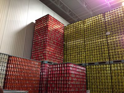 Many palettes of beer from Unita Brewing, ready to be shipped.
