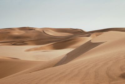 Desert under clear blue sky during daytime.
