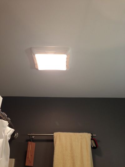 A new bathroom fan – installed in the ceiling and working!