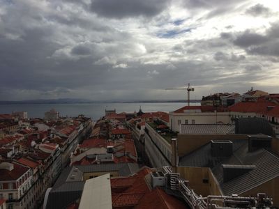 A view of the waterfront from the Santa Justa Lift over Lisbon.